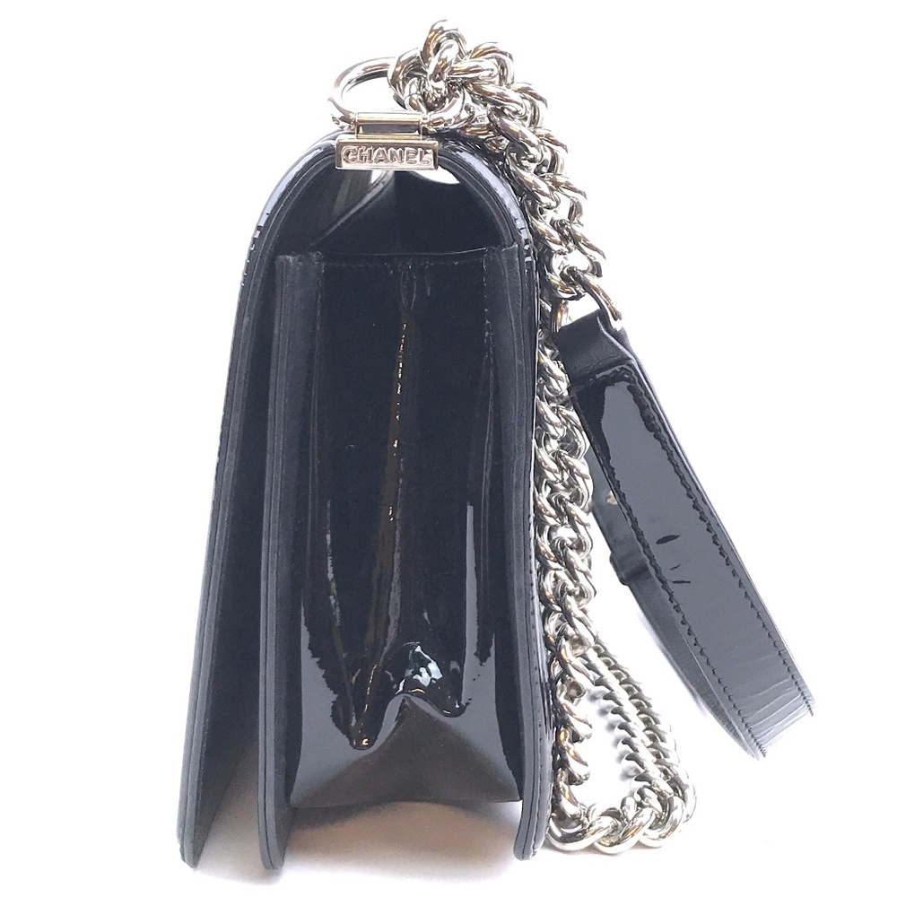 Classic Flap Boy Black Patent Cross Body Bag - Picture 3 of 8